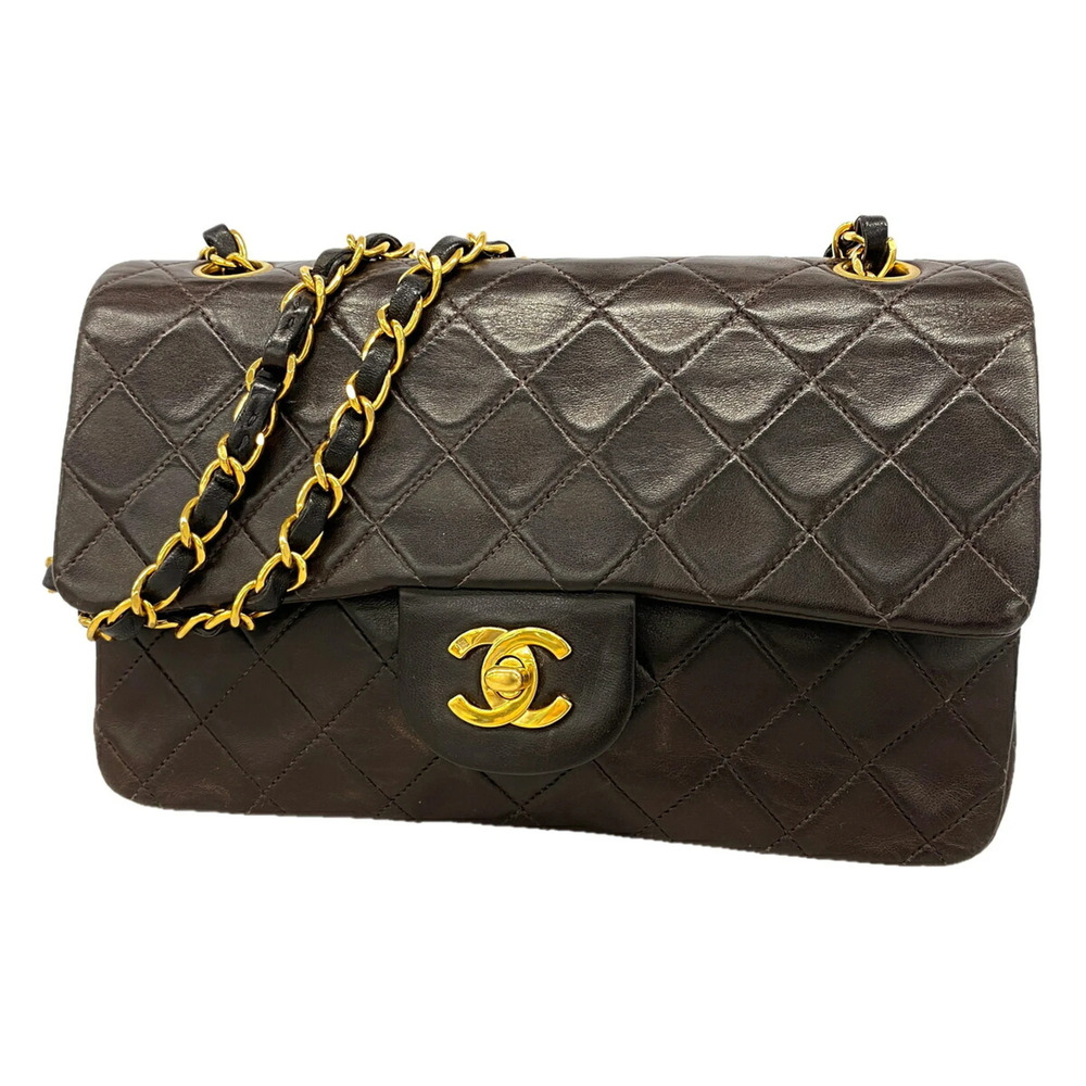 Chanel Matelassé Shoulder Bag, Double Flap, Chain, Lambskin, Black, Women's